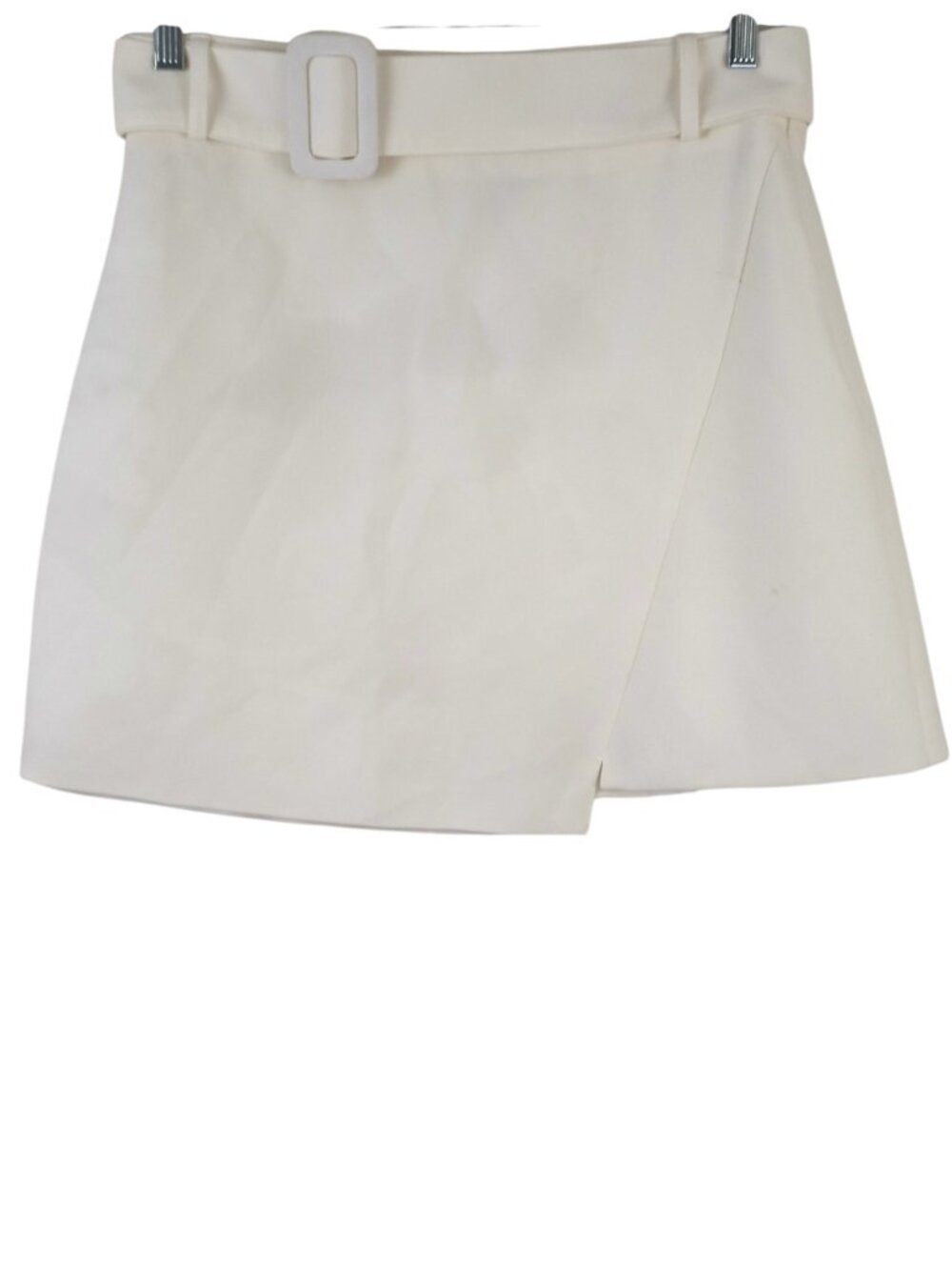 NWT Sugarlips Chelsea Ivory Belted Asymmetrical Mini Skirt Womens L